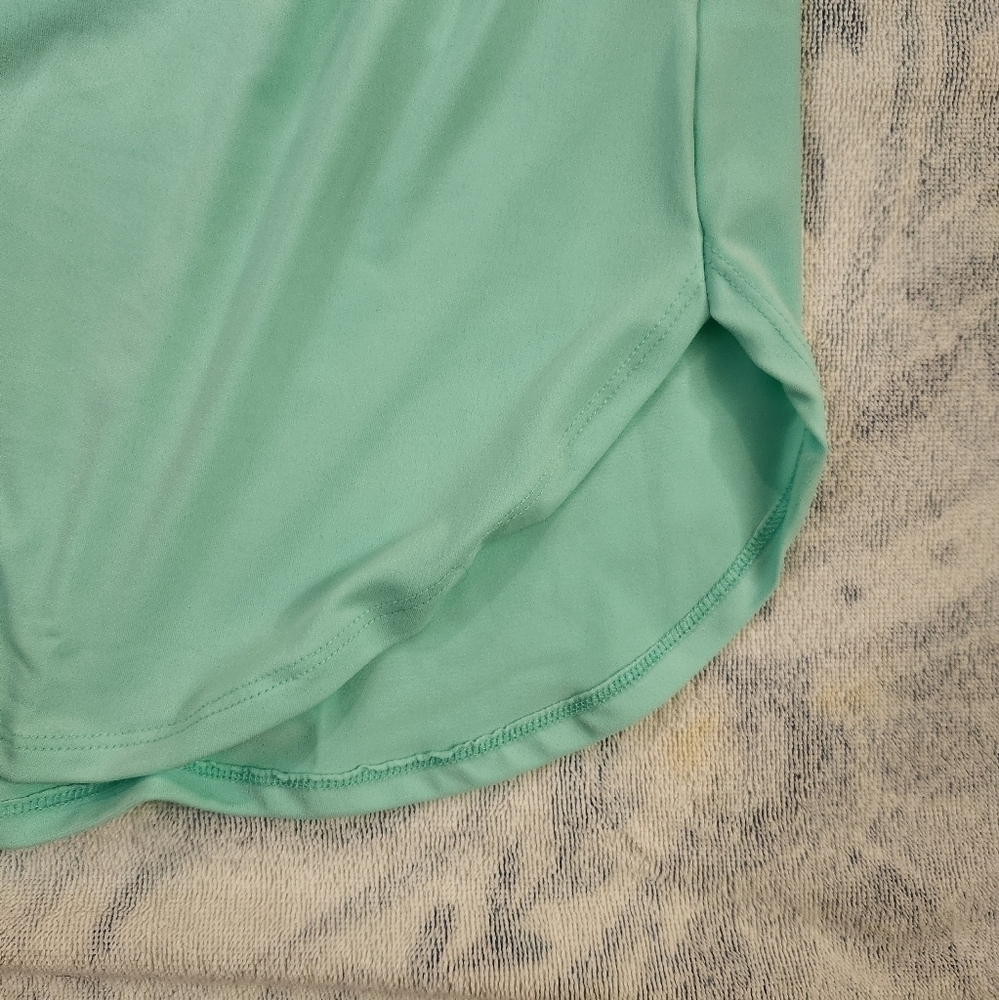 3/$25 Zenana bright pastel seafoam green long sleeve gold zipper blouse size L - Picture 7 of 11